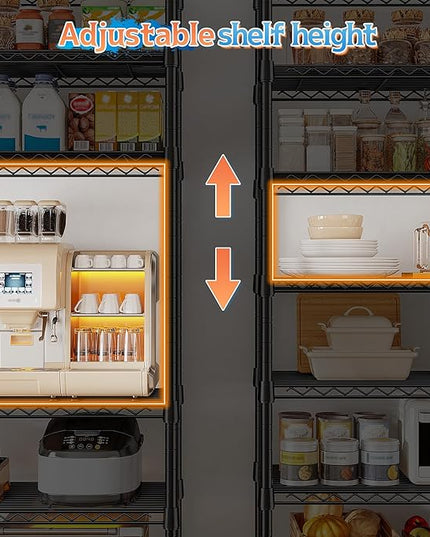8 Tier Wire Shelving Rack Storage Shelves Loads1200LBS,Adjustable Metal Shelving Unit and Metal Shelf Pantry Shelves Industrial Shelving for Commercial Kitchen Office 72H X 13.8D X 23.6W