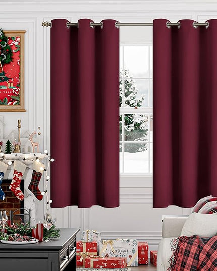YoungsTex Burgundy Blackout Curtains 68 Inches Long for Bedroom - Thermal Insulated Window Drapes with Grommet Room Darkening Christmas Decor for Living Room, 2 Panels, 42 x 68 Inch