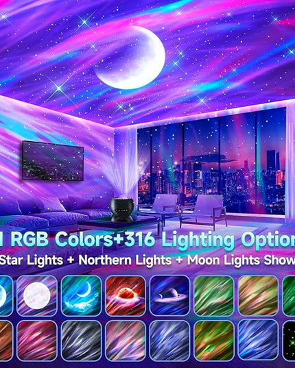 Christmas Gifts for Teens Boy Galaxy Projector for Bedroom, 21Colors Northern Lights,15White Noise&Bluetooth Star Projector Galaxy Lights, Remote Ambient Lighting,Aurora Christmas Decor Room Gifts