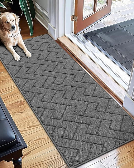 hicorfe Indoor Doormat,Front Back Door Mat Rubber Backing Non Slip Door Mats 20"x59" Absorbent Resist Dirt Entrance Doormat Inside Floor Mats Entryway Washable Low-Profile for Patio,Garden（Grey）