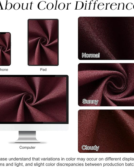 Naturoom Burgundy 60 Inch Shower Curtain - Stall Narrow Half Linen Ultra Thick Fabric Shower Curtain Set with Hooks, Boho Farmhouse Rustic RV Camper Bath Curtains for Bathroom, 60x72