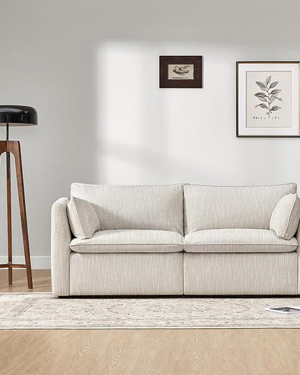 CHITA Luxury Oversized Loveseat Sectional Sofa Couch, Premium Down Filled Modular Sectional Sofa, FSC Certified, 80‘’ Width, 2 Seat Cloud Couch for Living Room, Snow