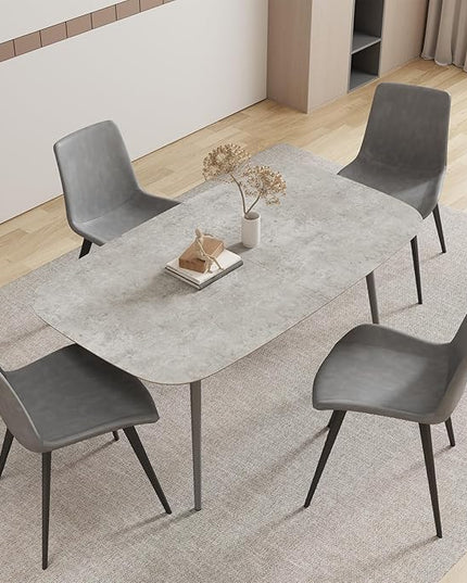 55.1'' Dining Table Set for 4,Modern Wood Dining Table,Leather Dining Chairs 4,Table and Chairs Set of 4,Ideal for Kitchen Dining Room (Gray Table + 4 Gray Chairs, 55.1")