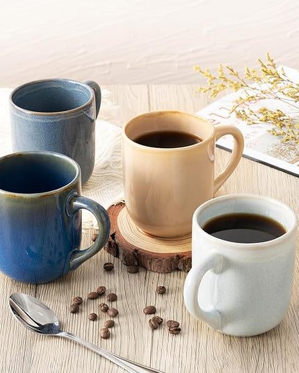 bestone Coffee Mugs Set of 6，12 oz Coffee Mugs, Ceramic Mugs with Handles,Cups Microwave & Dishwasher safe，Vibrant Colors