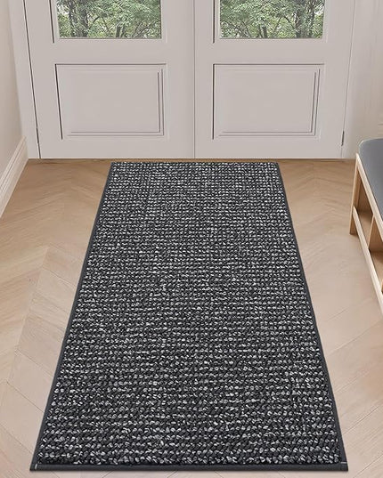 BEQHAUSE Dirt Trapper Door Mat 24" x 60", Non-Slip Washable Doormats Entrance Mat, Dirt Resistant and Absorbent Welcome Mat, Low Profile Floor Mats for Front Back Door and Entryway, Charcoal