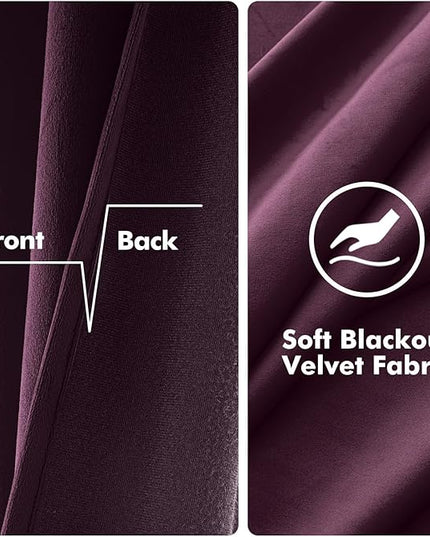 MIULEE Velvet Curtains Purple Orchid Elegant Grommet Thermal Insulated Soundproof Room Darkening Curtains/Drapes for Classical Living Room Bedroom Decor 52 x 90 Inch Set of 2