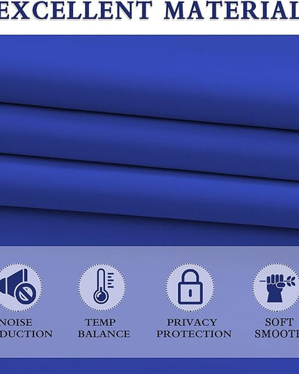 DONREN 54 Inch Length Royal Blue Blackout Curtain Drapes for Boys Bedroom - 2 Panels Rod Pocket Energy Saving Solid Curtains (42 x 54 Inches Long)