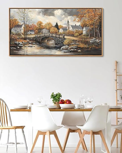 Canvas Wall Art for Living Room - Bridge Paintings Wall Decor Rustic Farmhouse Scenery Wall Pictures for Bedroom French Country Decor Country Style Bedroom Accent Landscape Artwork for Walls 20×40IN