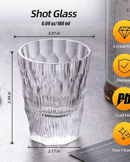 KAMMAK Crystal Whiskey Glasses Set of 2, Handcrafted 6.09oz Old Fashioned Glasses Stemless, Luxury Cocktail Glasses, Hand Blown Scotch Cup for Women, Men Gift for Rocks, Bourbon, Bar Barware