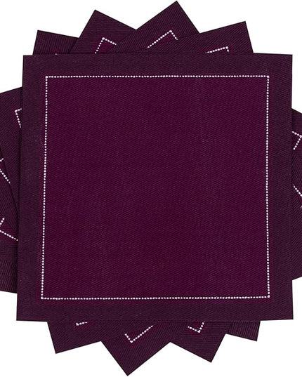 Five Star Cocktail Napkins, 50 Luxury Cotton Disposable Cocktail Party Napkins, 4.5" x 4.5" for Home Bars, Game Nights, Beverages, Birthdays, Weddings & Holidays, Pickled Beet