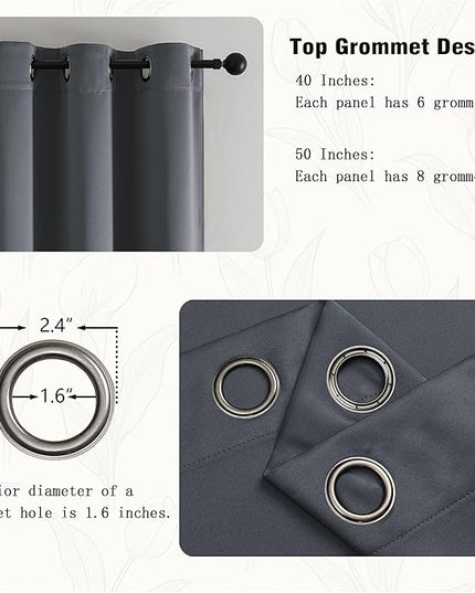 Simplebrand Grey Extra Long 10ft Curtains for Patio 120 Inches Long 2 Panels Set, Room Darkening Light Blocking Solid Thermal Insulated Energy Saving Grommet Noise Reducing Curtains, 50 Wx120 L