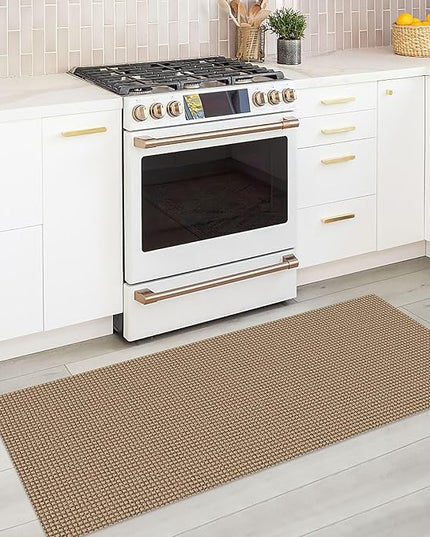 KOZYFLY Boho Runners for Hallways 2x5 ft Washable Kitchen Runner Non Slip Rubber Backed Hall Runners Cotton Entryway Runner Rugs Floor Carpet for Indoor Backdoor Bedroom Kitchen, Tan/Orange/Brown