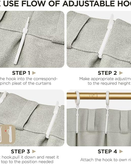 Joydeco Greyish White Pinch Pleated Thick Linen Curtains 84 Inch Long 2 Panel Set for Living Room, Double-Faced Curtain for Bedroom, Back Tab Blackout Drapes with Adjustable Hooks (40”W x84”L)