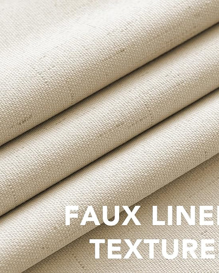H.VERSAILTEX 100% Blackout Curtains for Bedroom Thermal Insulated Linen Textured Curtains Heat and Full Light Blocking Drapes Living Room Curtains 2 Panel Sets, Bleached Sand, 52x72 Inch