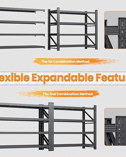 60"W Metal Shelving Units, 5000LBS Garage Shelving Heavy Duty, 24" Deep Large Storage Shelves, 4 Tier Tall Steel Industrial Shelving , Adjustable Standing Shelf for Warehouse / Shop 60"W x 24"D x 70"H