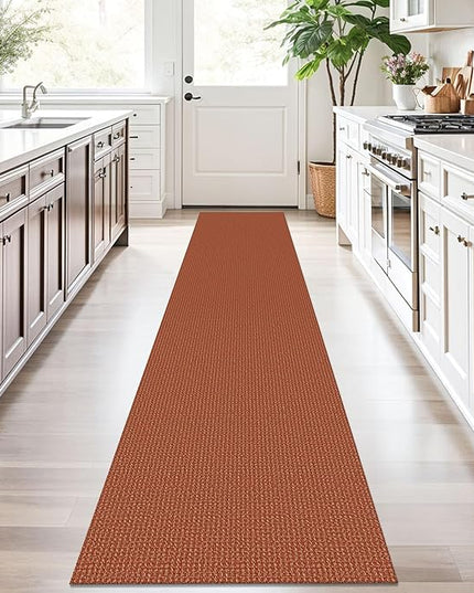 KOZYFLY Runners for Hallways 2x10 ft Washable Kitchen Runner Non Slip Rubber Backed Hallway Rugs Cotton Entryway Runner Rug Floor Carpet for Indoor Hall, Backdoor, Kitchen, Orange/Tan