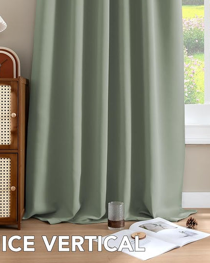 H.VERSAILTEX Blackout Curtains Thermal Insulated Window Treatment Panels Room Darkening Blackout Drapes for Living Room Back Tab/Rod Pocket Bedroom Draperies (2 Panels, Cyan, 52 x 96 Inch)