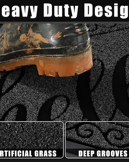 Yimobra Welcome Mats for Front Door 29.5x17, Heavy Duty Waterproof Outdoor Door Mat Outside Entrance, Non-Slip Low Profile Indoor Entryway Mat for Garage Patio, Black