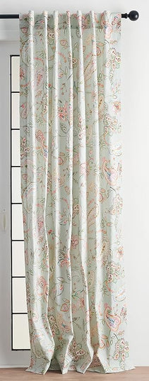 Maison d' Hermine Curtains for Living Room 100% Cotton 96 inch Length Two Panels Light Filtering Curtains for Bedroom Windows with Rod and Loop Pockets Drapes (Ramage Multicolor, 50" W x 96" L)