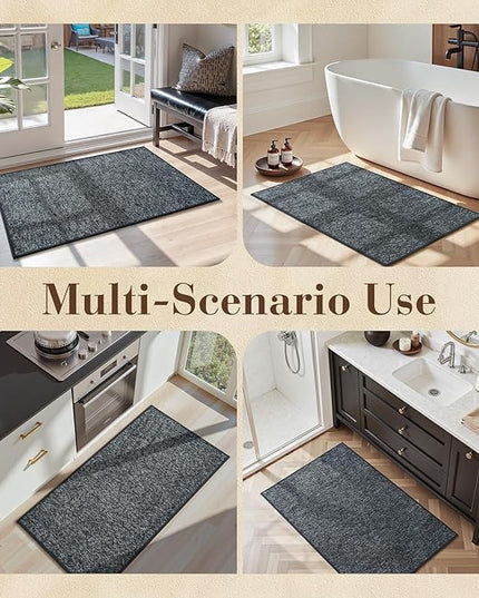 MontVoo Door Mat Indoor Entrance Doormat, Absorbent Durable Rubber Non Slip Front Door Mat for Inside Entry Entryway Dirt Trapper Welcome Mat, Darkgrey 32''x48''
