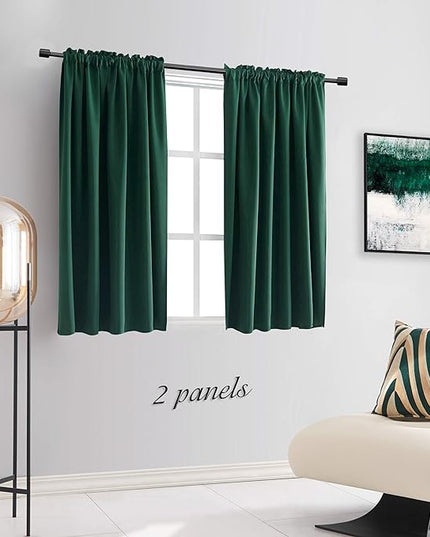 DONREN 48 Inch Curtains Emerald Green Blackout Curtains - All Season Thermal Insulated Rod Pocket Curtain Panels for Kids Room (2 Panels,52 W by 48 inches Long)