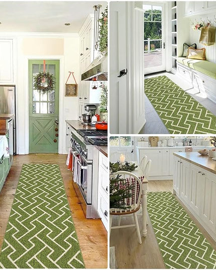 hicorfe Indoor Doormat,Front Back Door Mat Rubber Backing Non Slip Door Mats 20"x48" Absorbent Resist Dirt Entrance Doormat Inside Floor Mats for Entryway Washable Low-Profile(Sage Green)