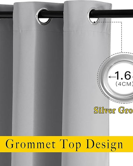 NICETOWN Silver Grey Blackout Curtains for Bedroom - Triple Weave Grommet Top Thermal Insulated Window Treatment Light Blocking Drapes for Cafe/Home Office, W46 x L54, Set of 2
