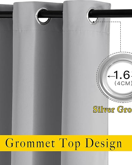 NICETOWN Blackout Silver Grey Doorway Curtains - Solid Thermal Insulated Grommet Room Darkening Privacy Window Drapes Sound Dampening for Bedroom/Living Room (W46 x L80, 2 Panels)