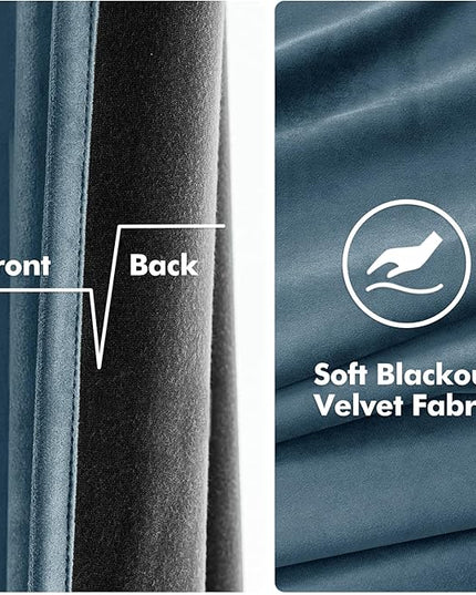 MIULEE Velvet Curtains Dark Slate Elegant Grommet Curtains Thermal Insulated Soundproof Room Darkening Blue Curtains/Drapes for Classical Living Room/Bedroom 52 x 84 Inch Set of 2