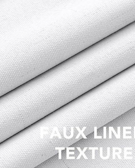 H.VERSAILTEX 100% Blackout Curtains for Bedroom Thermal Insulated Linen Textured Curtains Heat and Full Light Blocking Drapes Living Room Curtains 2 Panel Sets, 52x63 - Inch, Pure White