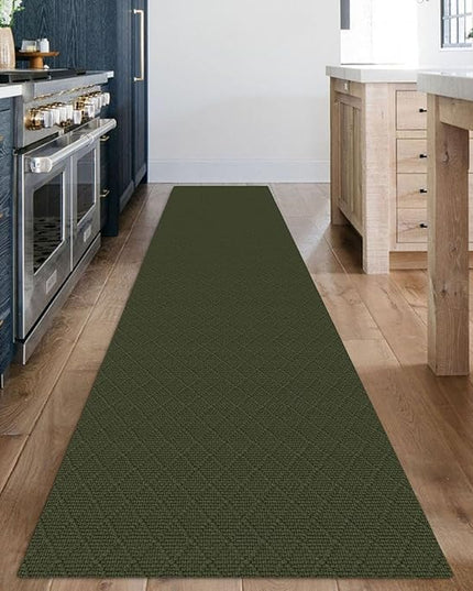 KOZYFLY Runner Rug 2x12 Ft Washable Runners for Hallways Non Slip Rubber Backed Kitchen Runners, Braided Cotton Entryway Runner Indoor, Floor Carpet for Hallway Kitchen Entryway, Dark Green