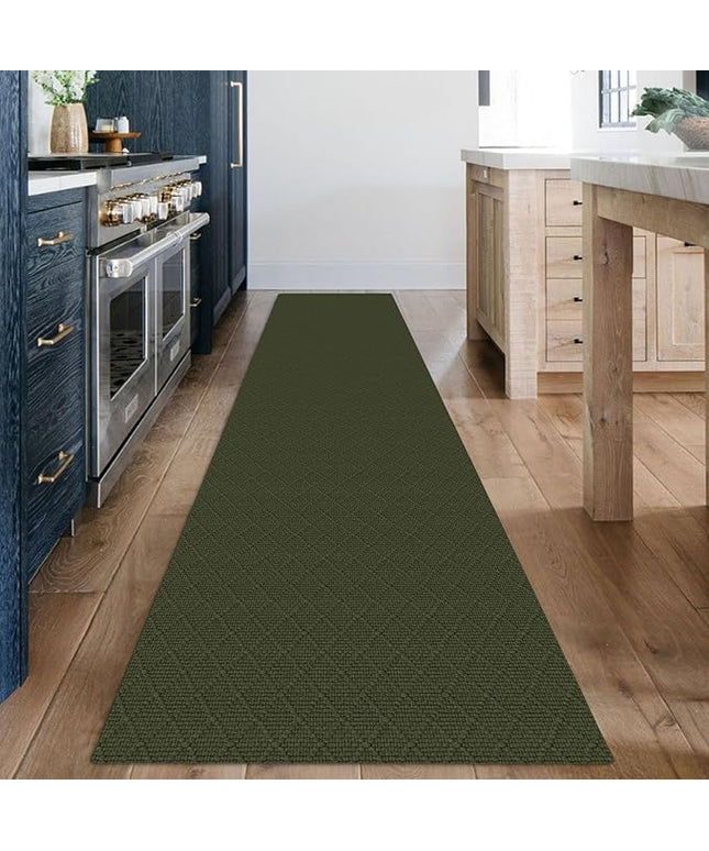 KOZYFLY Runner Rug 2x12 Ft Washable Runners for Hallways Non Slip Rubber Backed Kitchen Runners, Braided Cotton Entryway Runner Indoor, Floor Carpet for Hallway Kitchen Entryway, Dark Green