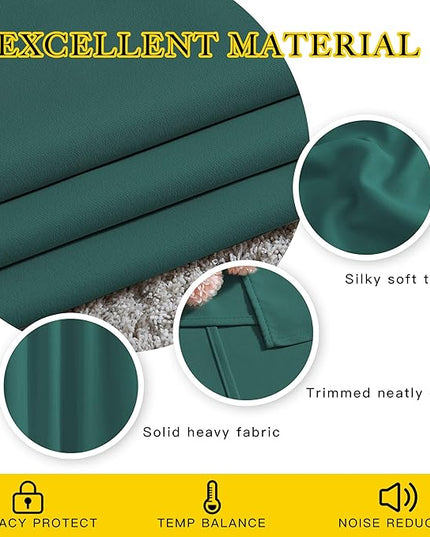 NICETOWN Hunter Green Blackout Bedroom Curtains 96 inches Long, Grommet Thermal Insulated Room Darkening Window Treatments Sound Reducing for Living Room, W46 x L96, 2 Panels