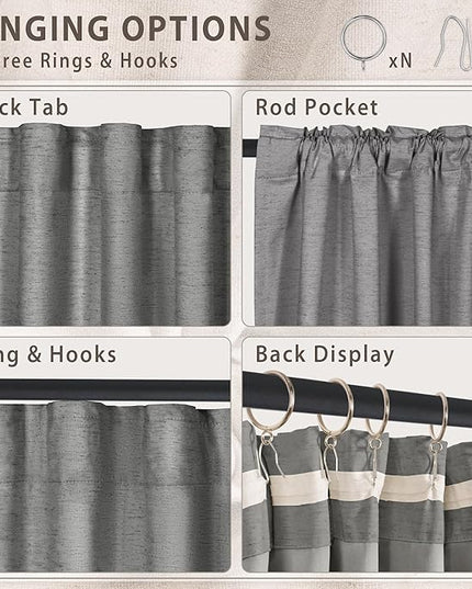 HESTIA 100% Blackout Linen Curtains 78 Inch Long 2 Panels Set Soundproof Room Darkening Curtain for Bedroom Living Room Office Thermal Insulated Privacy Protection Drapes, Grey, 52" W x 78" L