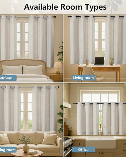 Chyhomenyc Curtains 72 Inches Long 2 Panels for Living Room, Light Filtering Faux Linen Textured Soft Window Curtains, Farmhouse Home Decor Grommet Bedroom Drapes, 40Wx72L, 2PCS，Linen Color