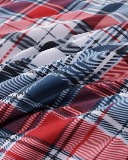 MaiRêve Queen Size Plaid Comforter Set Navy Red, Classic 7 Pieces Farmhouse Bedding Set, All Season Lightweight Bed in A Bag with Sheets, Pillowcases & Shams