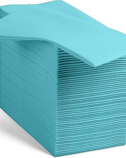 100 Linen-Feel Mint Blue Paper Napkins - Decorative Cloth-Like Mint Blue Dinner Napkins - Soft And Absorbent. For Kitchen, Party, Wedding, Bathroom Or Any Occasion