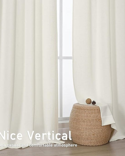 Chyhomenyc Ivory Curtains 72 Inches Long 2 Panels for Living Room, Light Filtering Faux Linen Textured Soft Bedroom Window Curtains, Thick Farmhouse Home Decor Grommet Drapes, 40Wx72L, 2PCS