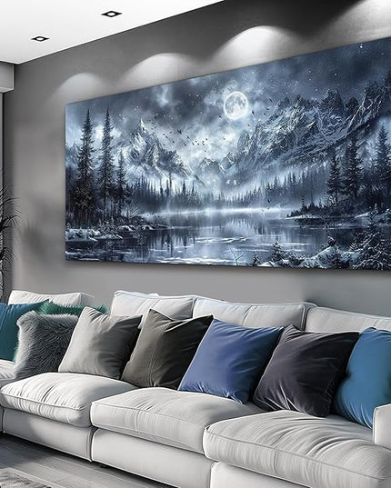 FUHAIHUA Canvas Wall Art For Living Room Wall Decor For Office Bedroom Decorations Black And White Wall Paintings Forest Landscape Pictures Hotel Artwork Posters Home Decor Ready to Hang 20X40 In
