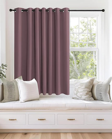 NICETOWN Blackout Curtains 63 inches Long for Living Room Bedroom, Grommet Thermal Insulated Room Divider Drape Window Treatment for Sliding Patio Door, W100 x L63, 1 Panel, Dry Rose