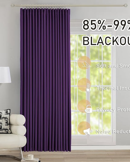 DONREN Royal Purple Pinch Pleated Blackout Curtains with Hooks - 78 inch Length Room Darkening Thermal Insulated Window Curtain Drapes for Living Room Bedroom Set of 2 Panels 40" Wx78 L