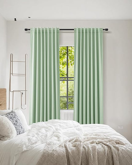 Guken Blackout Curtains 108 Inch Length 2 Panels Set for Living Room Bedroom Back Tab Thermal Insulated 100% Black Out Linen Drapes Room Darkening Window Curtains 108 Inches Long,Aqua Green