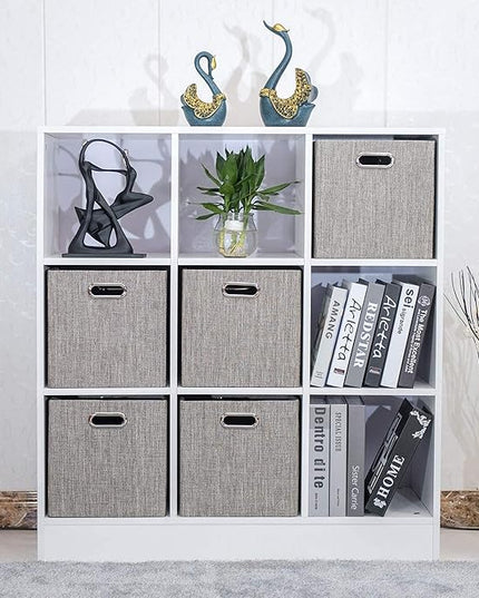 Posprica 3X Thicker Fabric Storage Cubes 13 inch Collapsible Storage Bins for Organization, Cubby Storage Baskets for Organizing Shelf Cabinet Bookcase Boxes, Set of 4, Coffee