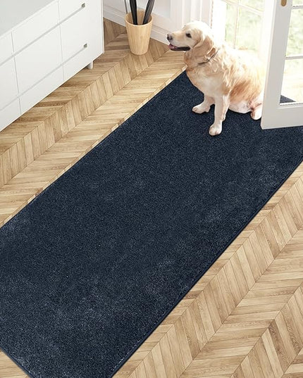 PURRUGS Dirt Trapping Door Mat 31.5" x 70", Non-Slip Machine Washable Entry Rug, Shoe Scraper, Dog Doormat, Super Absorbent Welcome Mat for Front & Back Door, Muddy Shoes & Paws, Navy Blue