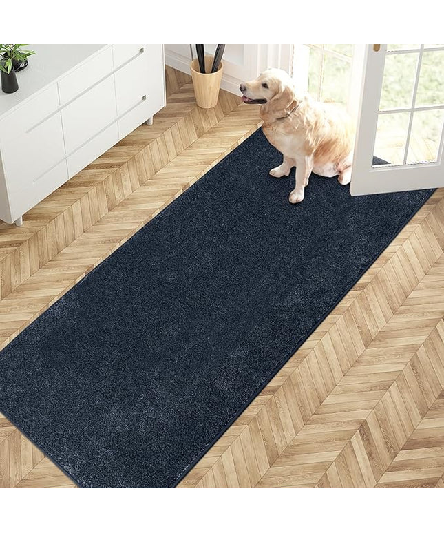 PURRUGS Dirt Trapping Door Mat 31.5" x 70", Non-Slip Machine Washable Entry Rug, Shoe Scraper, Dog Doormat, Super Absorbent Welcome Mat for Front & Back Door, Muddy Shoes & Paws, Navy Blue