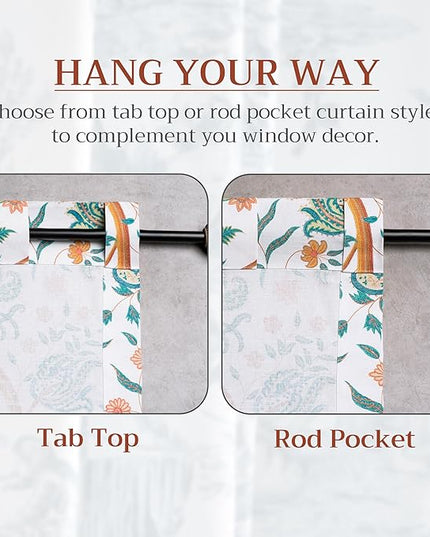 Maison d' Hermine Curtains for Living Room 100% Cotton 124 inch Length Two Panels Light Filtering Curtains for Bedroom Windows with Rod and Loop Pockets Drapes (Elizabeth, 50" W x 124" L)