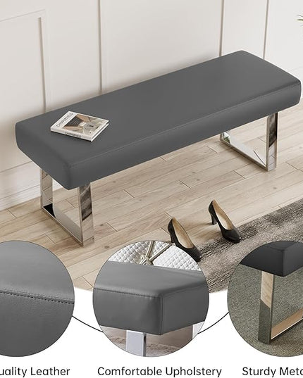 JIEXI Bedroom Bench, Bed end upholstered Bench, Indoor Corner Small Footstool with Metal Legs, for Kitchen entryway Dining Room and Living Room Window