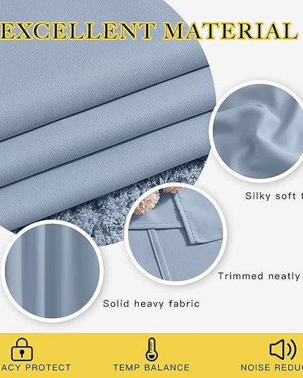 NICETOWN Bedroom Blackout Curtains Panels - Window Treatment Thermal Insulated Solid Grommet Blackout for Living Room (Set of 2 Panels, 52 by 54 Inch,Vintage Blue)