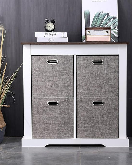 Cube Storage Organizer Bins 13×13x13 Inch, 4 Pack Collapsible Linen Fabric Storage Cubes, Open Home Storage Bins with Handles, Cubby Bins for Kallax Shelf Bookcase Closet Cabinet, Light Coffee