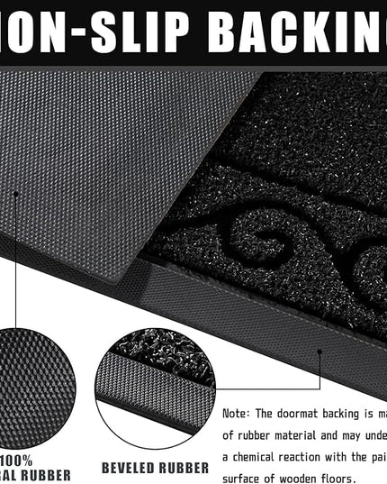 Yimobra Welcome Mats for Front Door 29.5x17, Heavy Duty Waterproof Outdoor Door Mat Outside Entrance, Non-Slip Low Profile Indoor Entryway Mat for Garage Patio, Black